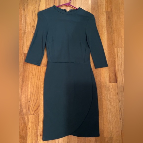 Topshop Dark Green Mini Dress with 3/4 Sleeves Size 6 Stretchy Soft Material - Picture 4 of 5